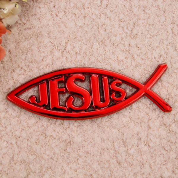 Autoaufkleber Kunststoff Jesus Fisch christlich Glauben PKW Styling silber
