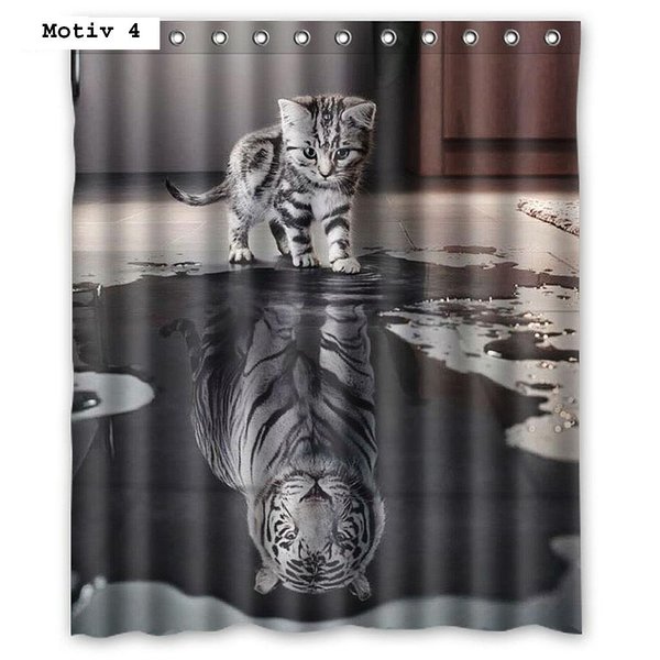 Duschvorhang ca. 180x180cm / 200x180cm 3D Druck Katzen Tiger Tiermotiv Badewannenvorhang Wandbild