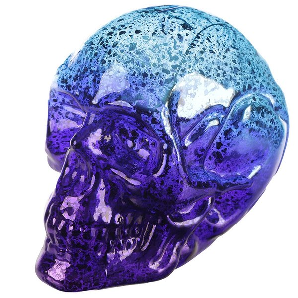 Skull and Bones metallischer zweifarbiger kleiner LED Totenkopf türkis/purple