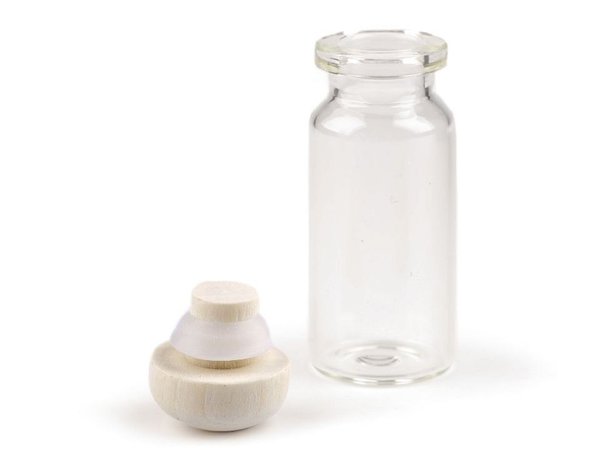 12er Glas -Fläschchen 22x60mm Aufbewahrung Mini-Flaschen Holzdeckel