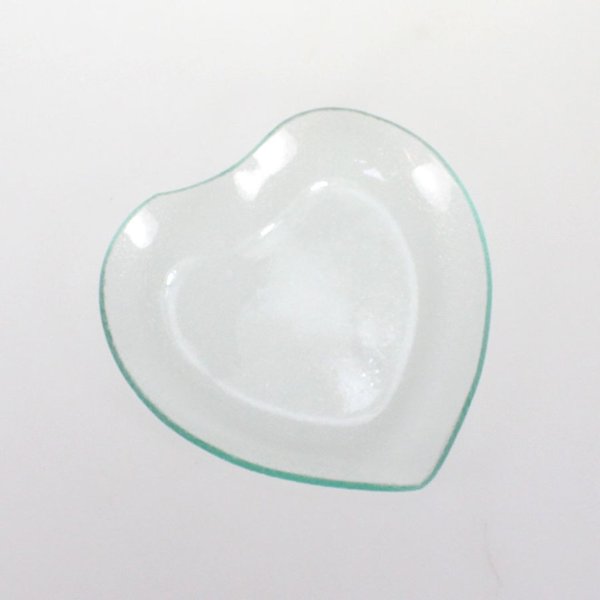 1 Glasplatte Herz Teller Glas ca. 15cm x 14,5cm Deko Hochzeit Kommunion