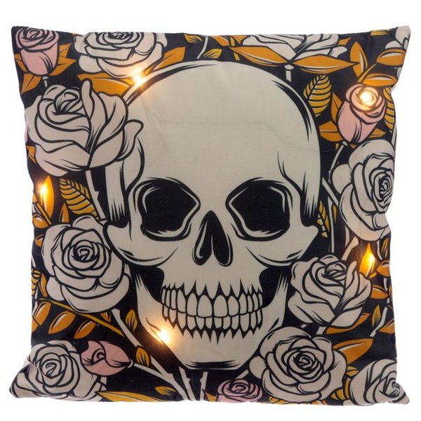 LED Dekokissen Skulls an Roses 40x40cm Dekoration Deko beleuchtet