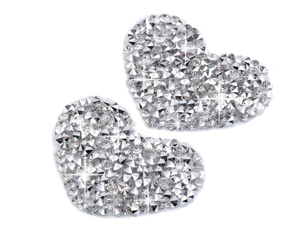 Aufbügler Herz ca.3,5x4,5 cm Applikation Steine verzieren Bügelbild crystal