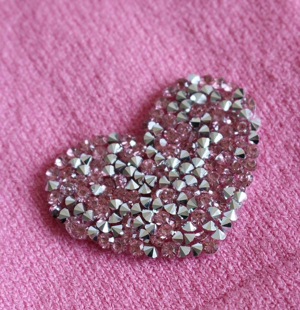 Aufbügler Herz ca.3,5x4,5 cm Applikation Steine verzieren Bügelbild