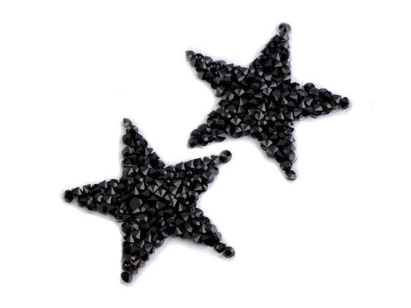 1 Aufbügler Stern schwarz ca.4,2 cm Applikation Steine verzieren Bügelbild