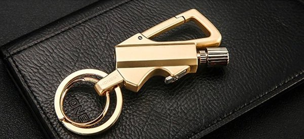 Karabiner mit dauerhaftem Anzünder und Flaschenöffner Schlüsselring gold