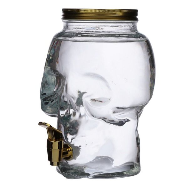 Glasflasche mit Zapfhahn 3L Fassungsvermögen Totenkopf Getränke