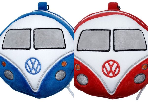 Relaxeazzz Plüsch Volkswagen Bulli VW T1 Bus rote runde Reisekissen & Augenmaske